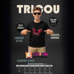 Tricou Fluture rosu cu negru si accente albe stil contrastat Copii | Dama | Barbat Barbat - Img 18