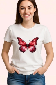 Tricou Fluture rosu intens cu accente negre design dramatic Copii | Dama | Barbat Barbat - Img 3