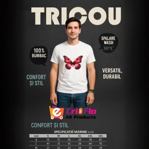 Tricou Fluture rosu intens cu accente negre design dramatic Copii | Dama | Barbat Barbat - Img 10