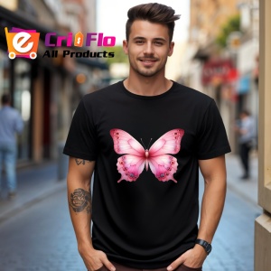Tricou Fluture roz pal cu detalii in degrade pastel feminin Copii | Dama | Barbat Barbat - Img 18