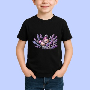Tricou Fluture roz pe lavanda compozitie feminina calma Copii | Dama | Barbat Barbat - Img 5