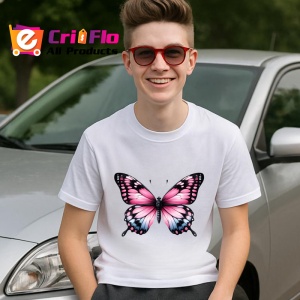 Tricou Fluture roz si negru cu detalii elegante stil feminin Copii | Dama | Barbat Barbat - Img 9