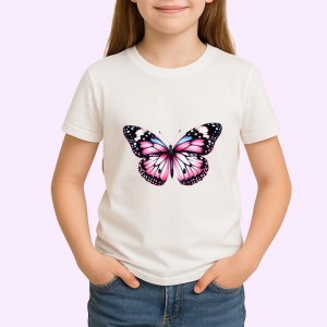 Tricou Fluture roz si negru cu detalii feminine si contrastante Copii | Dama | Barbat Barbat