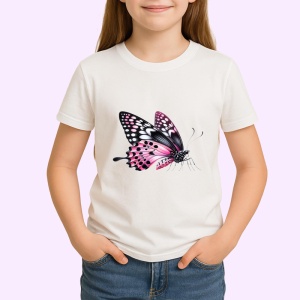 Tricou Fluture roz si negru cu model contrastant decorativ Copii | Dama | Barbat Barbat - Img 3