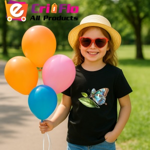 Tricou Fluture turcoaz si maro pe frunze stil botanic realist Copii | Dama | Barbat Barbat - Img 20