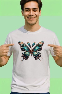 Tricou Fluture verde cu reflexii metalice design sofisticat Copii | Dama | Barbat Barbat - Img 2
