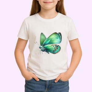 Tricou Fluture verde natural cu aripi catifelate design botanic Copii | Dama | Barbat Barbat - Img 4