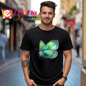 Tricou Fluture verde natural cu aripi catifelate design botanic Copii | Dama | Barbat Barbat - Img 18