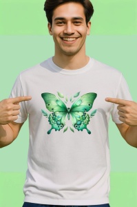 Tricou Fluture verde pastel cu simetrie naturala si frunze Copii | Dama | Barbat Barbat - Img 2