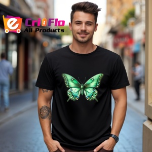 Tricou Fluture verde smarald cu detalii exotice delicate Copii | Dama | Barbat Barbat - Img 17