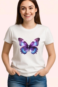 Tricou Fluture violet intens cu margini mov design regal Copii | Dama | Barbat Barbat - Img 3