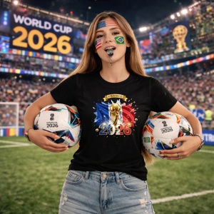 Tricou France World Cup 2026 Fifa V2, din bumbac 100%, tricou negru, Copii | Dama | Barbat - Img 9