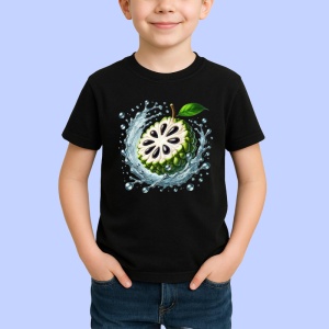Tricou Fruct cherimoya in valuri delicate, Fructe, Copii | Dama, culoare negru