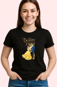 Tricou Frumoasa si bestia poveste clasica de dragoste animata Disney, Copii | Dama | Barbat , tricou negru - Img 3