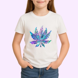Tricou Frunza artistica in degradee albastru violet Copii | Dama | Barbat - Img 4