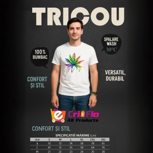 Tricou Frunza multicolora in stil graffiti fundal alb Copii | Dama | Barbat - Img 6