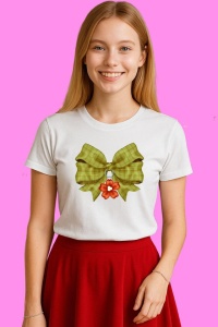 Tricou Funda Verde Cu Floare Rosie, din bumbac 100%, tricou alb, Copii | Dama | Barbat
