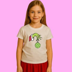 Tricou Funny Christmas Pickleball Grinch Hand, din bumbac 100%, tricou alb, Copii | Dama | Barbat - Img 2