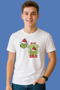 Tricou Funny In My Grinch Era Cosplay Santa For Cricut, din bumbac 100%, tricou alb, Copii | Dama | Barbat - Img 3