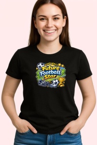 Tricou Future Football Star Design Minge Albastru, din bumbac 100%, tricou negru Copii | Dama | Barbat - Img 3