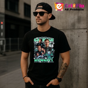 Tricou George Russell Imagine Echipa Mercedes Colaj, Copii | Dama | Barbat , tricou negru - Img 11