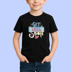 Tricou Get Well Soon Font Colorat Inimi V2, din bumbac 100%, tricou negru Copii | Dama | Barbat - Img 2