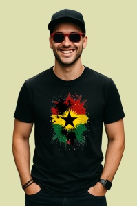 Tricou Ghana Steag Splash Art, Copii | Dama | Barbat, culoare negru - Img 2