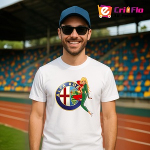 Tricou Girl Cu Logo Alfa Romeo | Unisex Dama si Barbat - Img 4
