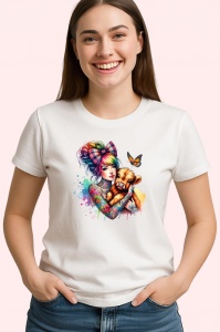Tricou girl hugging puppy with bow, fata cu catelus si fundita, Copii | Dama | Barbat