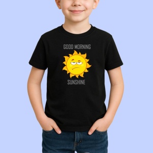 Tricou Good Morning Sunshine Soare Amuzant Zambitor, din bumbac 100%, tricou negru Copii | Dama | Barbat - Img 2