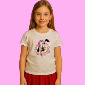 Tricou Goofy Wreath Pink Christmas, din bumbac 100%, tricou alb, Copii | Dama | Barbat