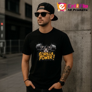 Tricou Gorilla Power Forta Primat, Copii | Dama | Barbat, culoare negru - Img 6
