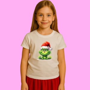 Tricou Grinch Copil Mic Mos Craciun, din bumbac 100%, tricou alb, Copii | Dama | Barbat - Img 2