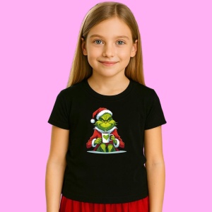 Tricou Grinch Fericit Cu Cana, din bumbac 100% Copii | Dama | Barbat - Img 3