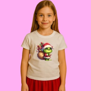 Tricou Grinch Nervos Cu Sacul Pe Umar, din bumbac 100%, tricou alb, Copii | Dama | Barbat - Img 2
