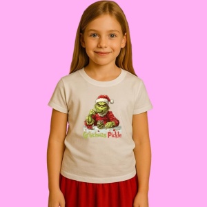 Tricou Grinchmas Pickle Funny Christmas, din bumbac 100%, tricou alb, Copii | Dama | Barbat - Img 2