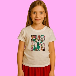Tricou Grinchmas Vibes Retro Christmas Grinch For Cricut, din bumbac 100%, tricou alb, Copii | Dama | Barbat - Img 2