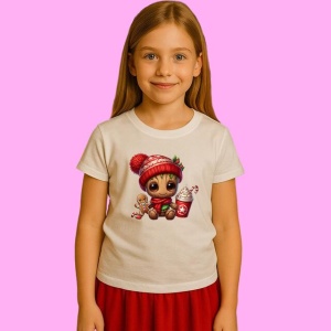 Tricou Groot Christmas Chibi Cu Cana, din bumbac 100%, tricou alb, Copii | Dama | Barbat - Img 2