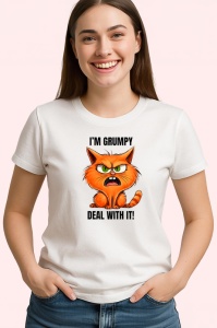 Tricou grumpy cat deal with it pisica nervoasa mesaj comic, Copii | Dama | Barbat - Img 3