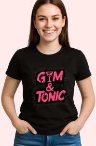 Tricou Gym And Tonic Roz Negru, Copii | Dama | Barbat, culoare negru - Img 4