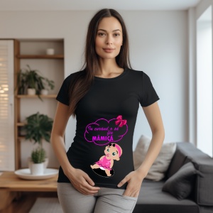 Tricou haios de dama personalizat In curand o sa fiu mamica de fetita - Img 2