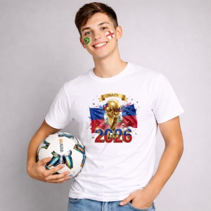Tricou Haiti World Cup 2026 Fifa V2, din bumbac 100%, tricou alb, Copii | Dama | Barbat - Img 3