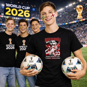 Tricou Hakan Calhanoglu Turkey World Cup Fifa 2026, din bumbac 100%, tricou negru, Copii | Dama | Barbat - Img 7