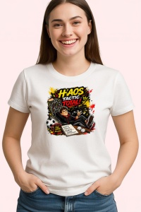 Tricou Haos Tactic Total Antrenor Fotbal Amuzant, din bumbac 100% , tricou alb pentru Copii | Dama | Barbat