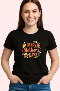 Tricou Happy Mothers Day Flori Galbene V2, din bumbac 100%, tricou negru Copii | Dama | Barbat - Img 3