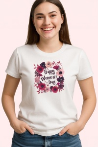 Tricou Happy Womens Day Buchet Flori V1, din bumbac 100% , tricou alb pentru Copii | Dama | Barbat - Img 2
