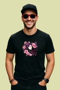 Tricou Happy Womens Day Ilustratie Par Floral V3, din bumbac 100%, tricou negru Copii | Dama | Barbat - Img 2