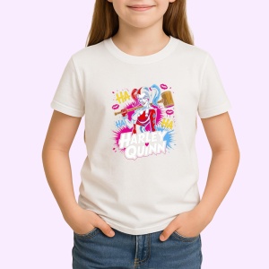 Tricou harley quinn nebunie roz cu ha ha, Copii | Dama | Barbat - Img 3