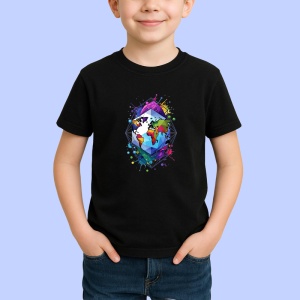 Tricou Harta Lume Colorata Design Abstract, Copii | Dama | Barbat, culoare negru - Img 2