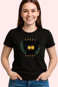 Tricou Have A Good Day Design Minimalist Gri V1, din bumbac 100%, tricou negru Copii | Dama | Barbat - Img 3